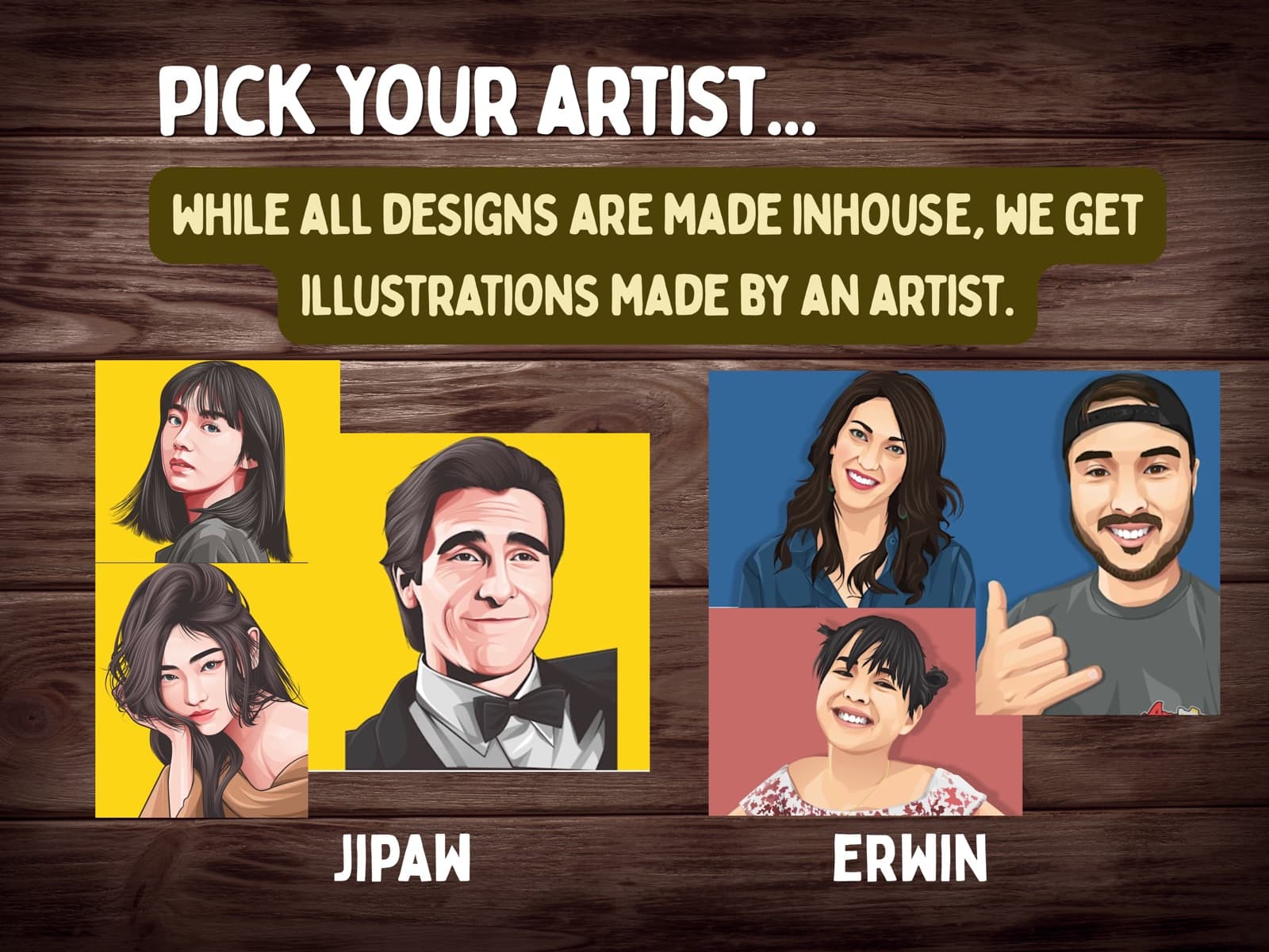 Sample illustration styles from Jipaw and Erwin